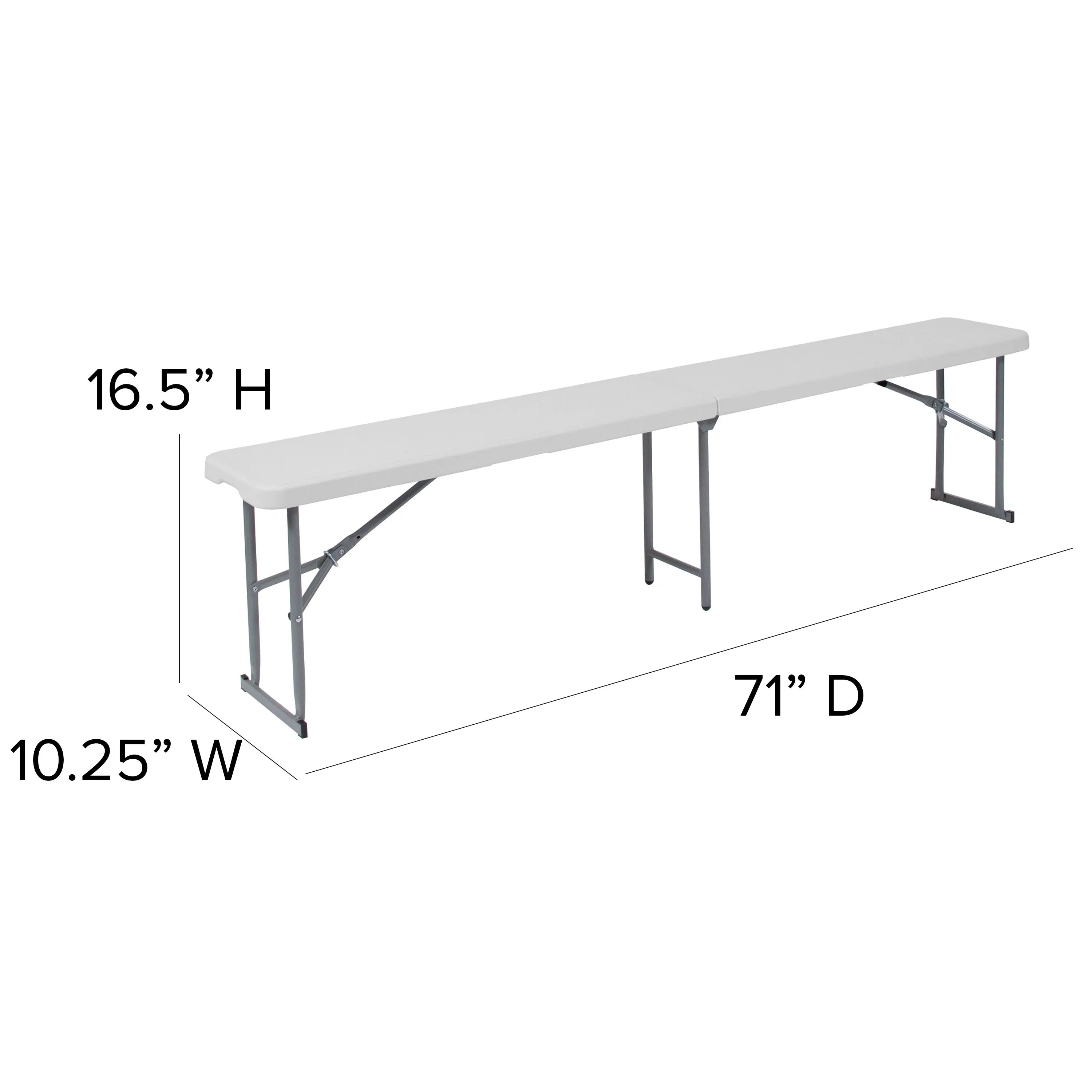 10.25''W x 71''L Bi-Fold Plastic Bench with Carrying Handle