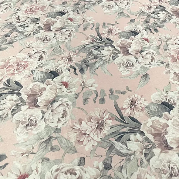 10pcs - Floral Dusk (Poly Print) Table Runner 14"x108" - Blush