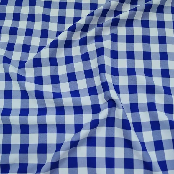 10pcs - Polyester Checker (Gingham) Table Runner in Royal - 14"x108"