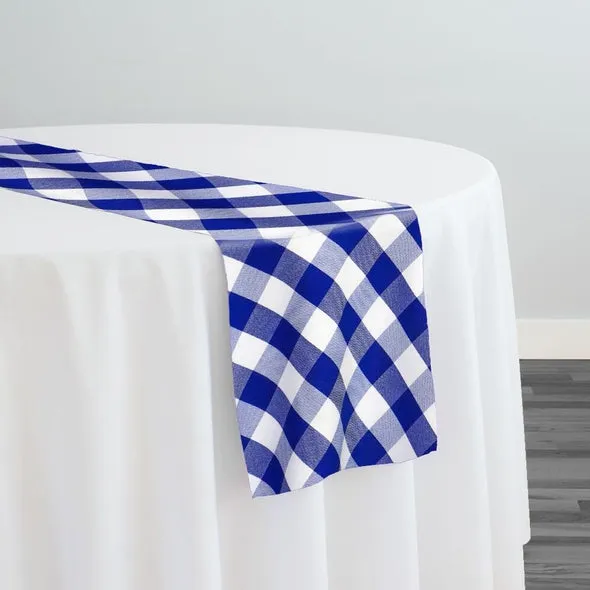 10pcs - Polyester Checker (Gingham) Table Runner in Royal - 14"x108"