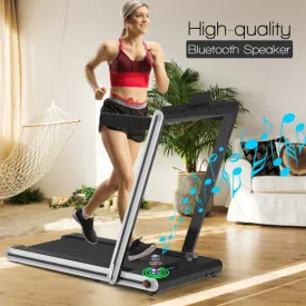 2-in-1 Folding Treadmill 2.25HP Jogging Machine with Dual LED Display-Silver