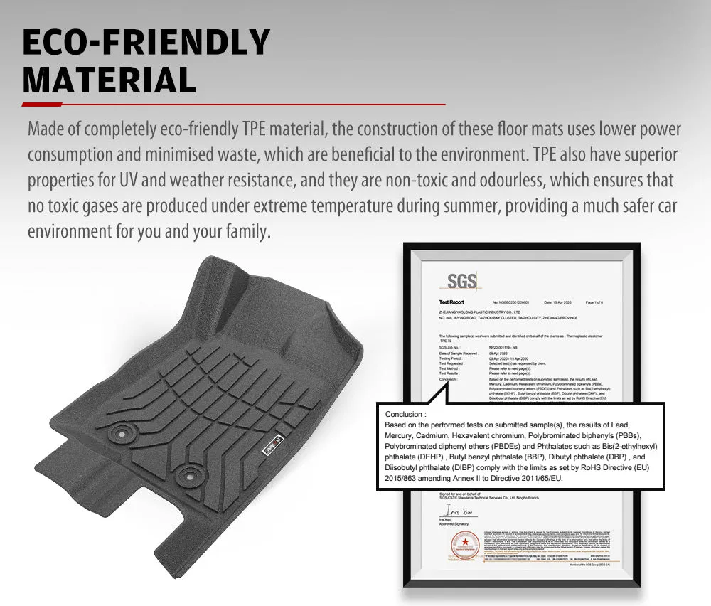 3D TPE Car Floor Mats for Ford Everest 2015-2022