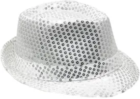 adult unisex white sequin fedora hat Case of 72