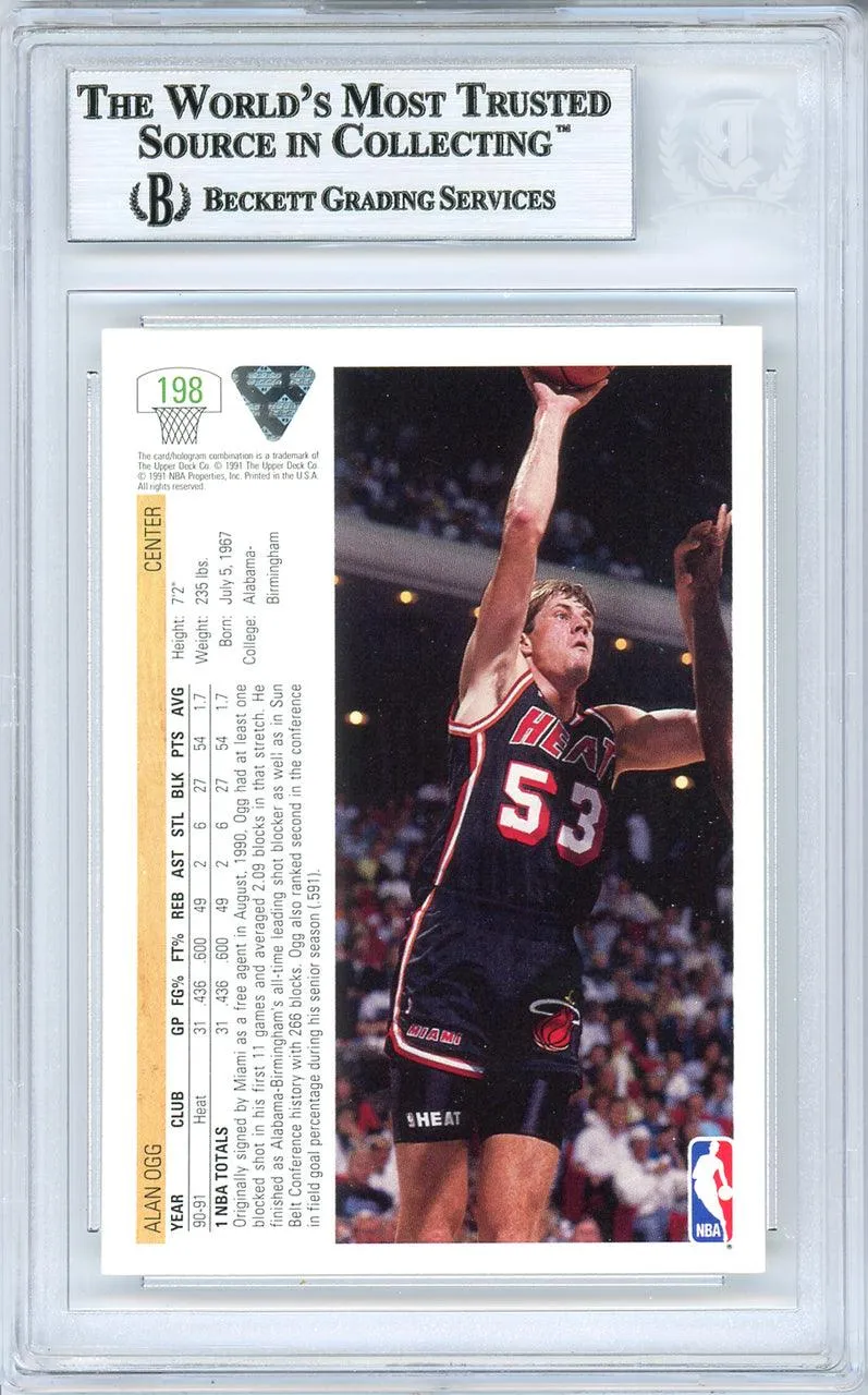 Alan Ogg Autographed 1991-92 Upper Deck Rookie Card #198 Miami Heat Beckett BAS #10739419