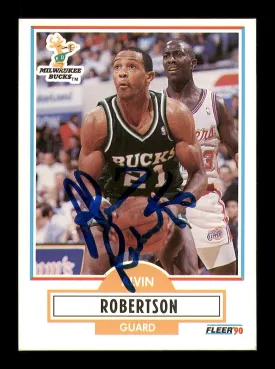 Alvin Robertson Autographed 1990-91 Fleer Card #109 Milwaukee Bucks SKU #183221