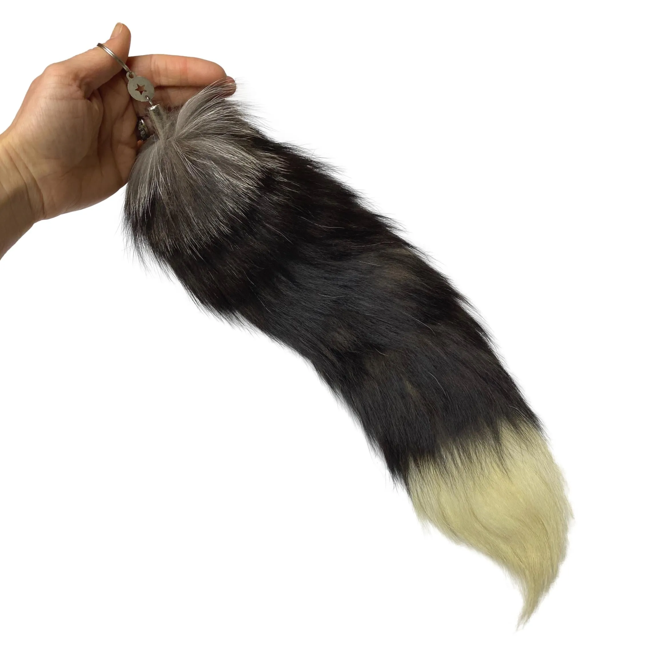 Authentic Large Silver Fox Tail - Genuine Fur Tail for Crafts and Costumes