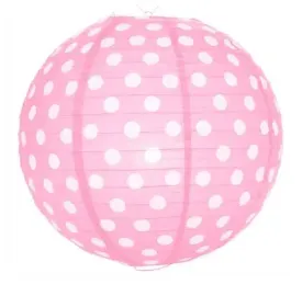 Baby Pink Polka Dot Paper Lantern - 14"