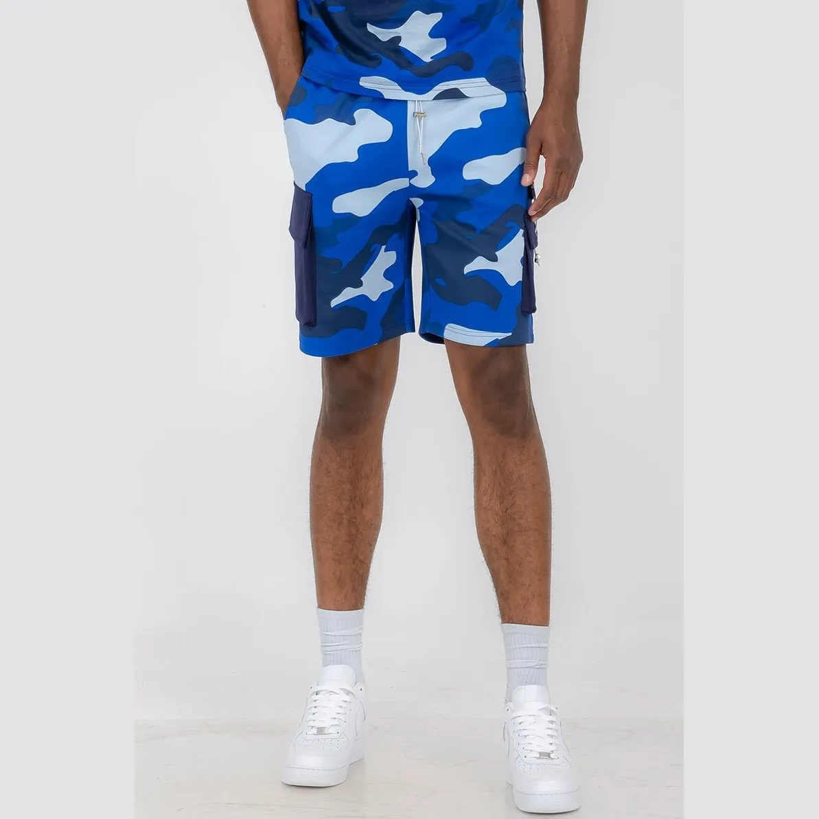 Blue Full Camo Toggle Shorts