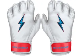 Bruce Bolt PREMIUM PRO BRINSON Series Short Cuff Batting Gloves: White