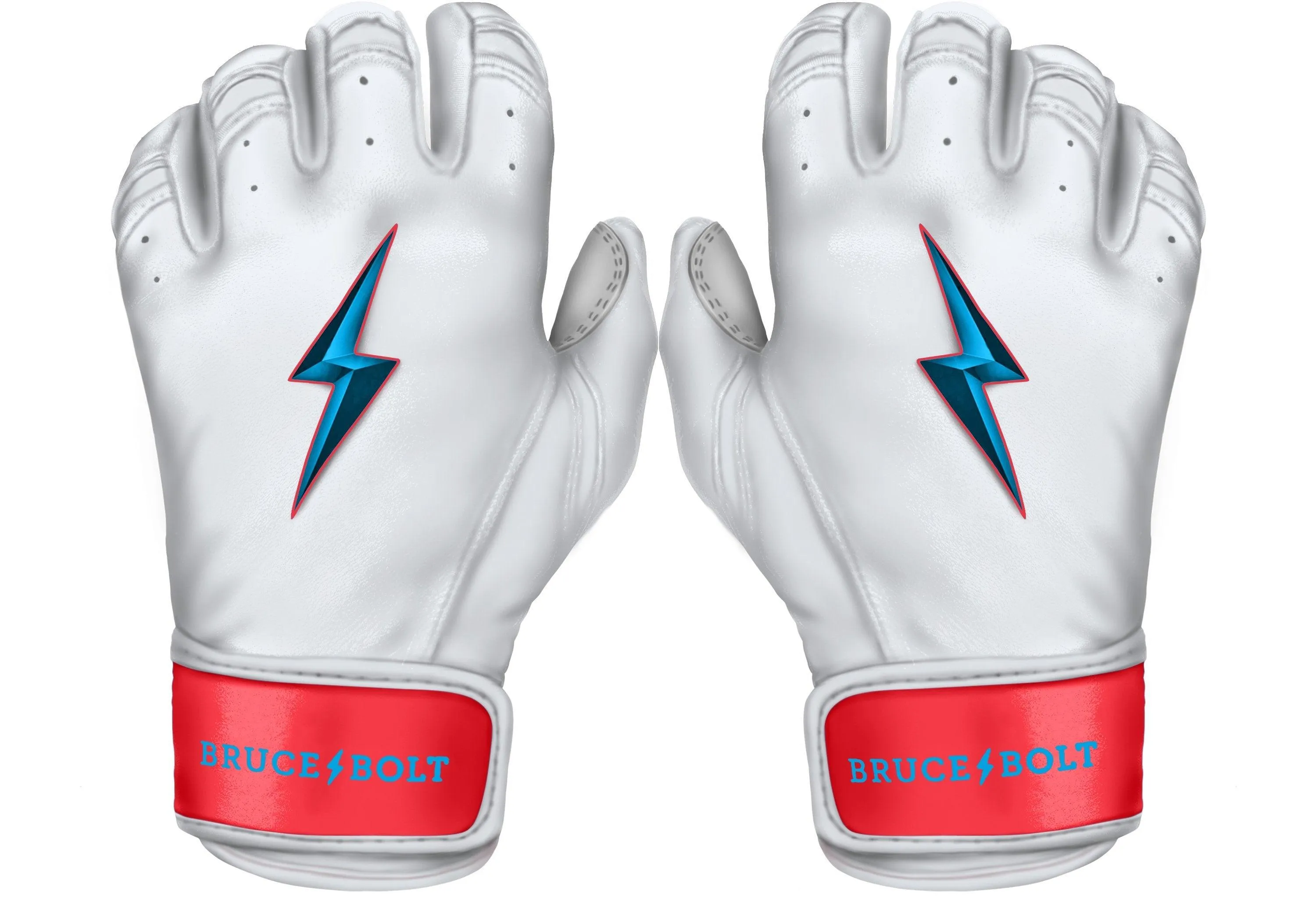 Bruce Bolt PREMIUM PRO BRINSON Series Short Cuff Batting Gloves: White