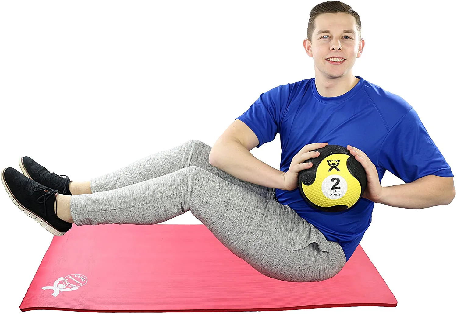 Cando Firm Non-Slip, Dual-Textured, Weighted Medicine Ball for Exercise, Workouts, Plyometrics, Warmups, Core Training and Stability. 8" Diameter - Yellow - 2 lb, Multi (10-3141)