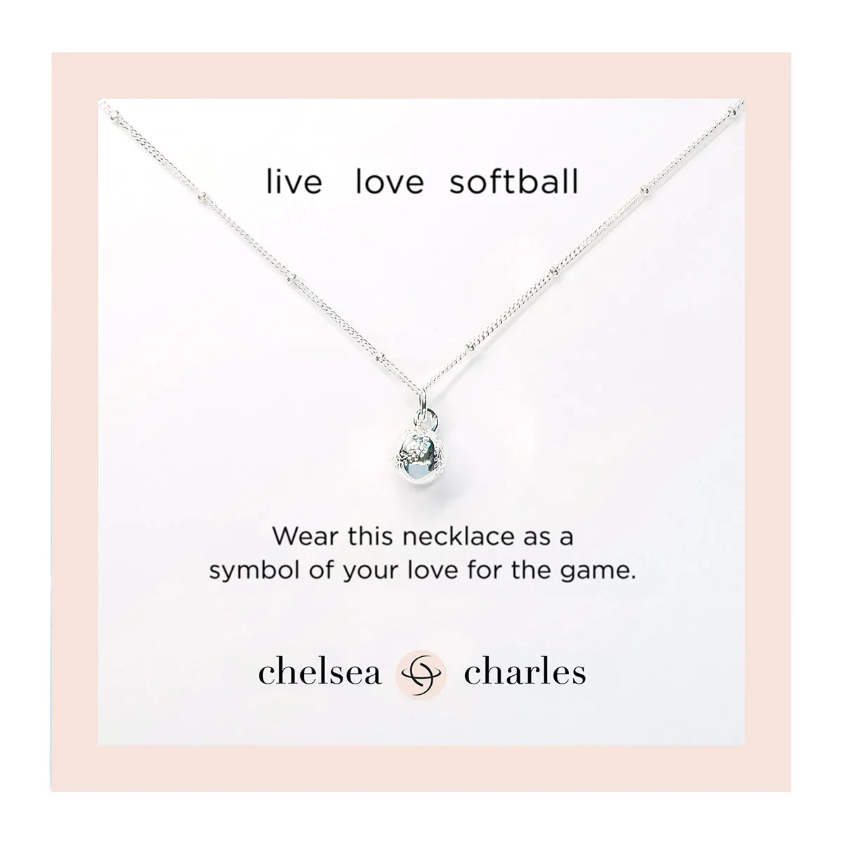 CC Sport Silver Softball Charm Necklace for Little Girls & Tweens