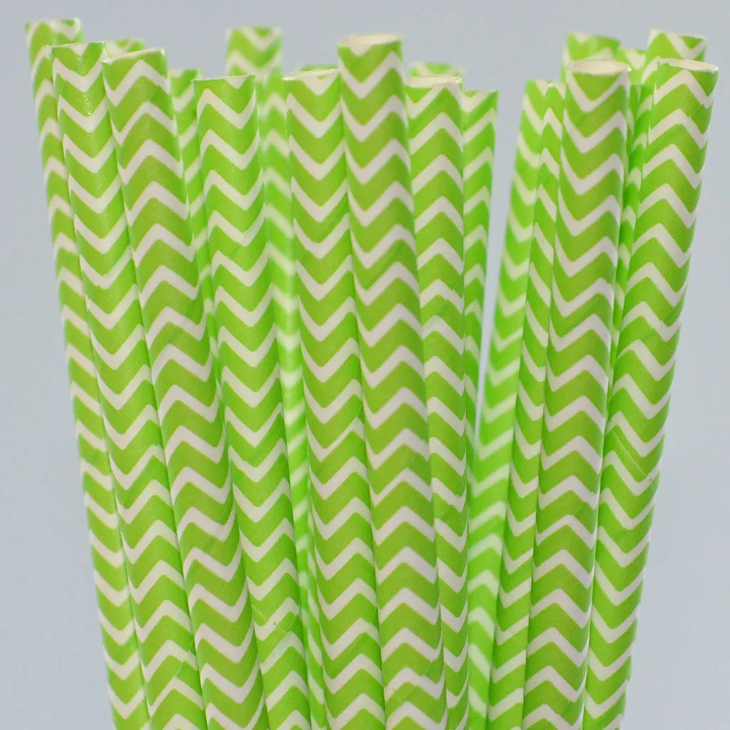 CLEARANCE SALE - LIME Chevron Paper Straws (pack of 25)