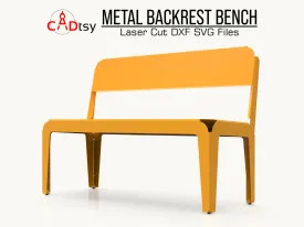 CNC Plasma/Laser Cut Metal Bench with Backrest - DXF/SVG Files. Length 1200 mm