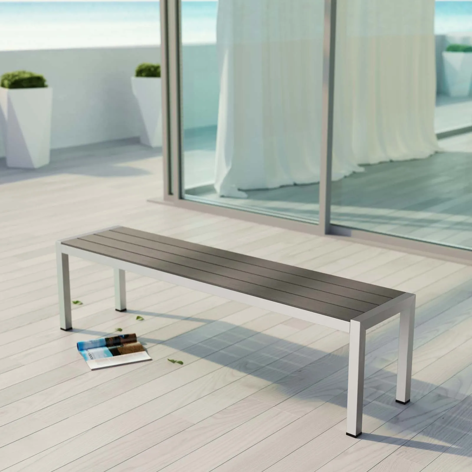 Coast Outdoor Patio Aluminum Bench