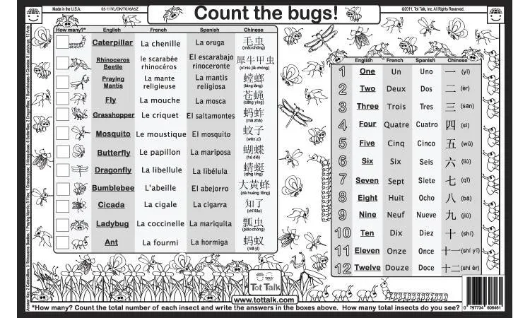 Counting Bugs Placemat