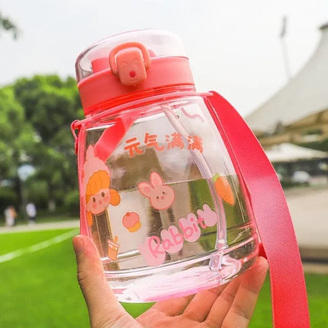 Cute Bear Big Capacity Water Bottle With Straw