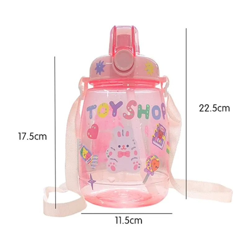 Cute Bear Big Capacity Water Bottle With Straw