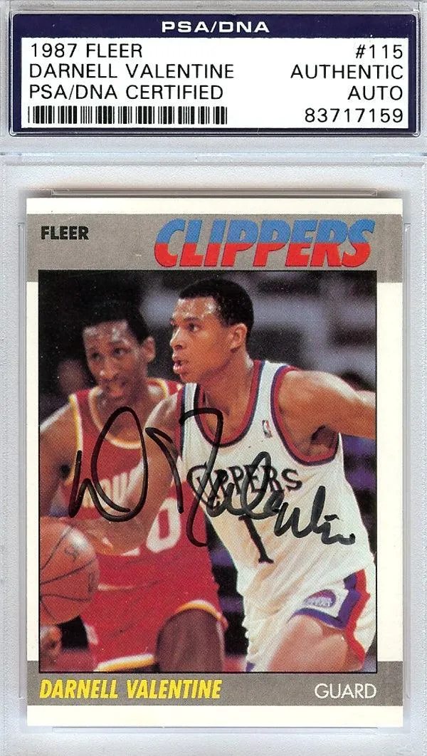 Darnell Valentine Autographed 1987 Fleer Card #115 Los Angeles Clippers PSA/DNA #83717159