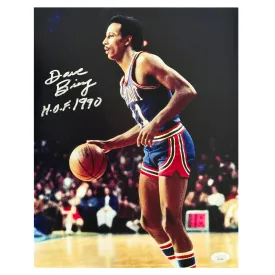 David Bing Signed HOF 1990 Inscription Detroit Pose 2 Basketball 11x14 Photo (JSA)