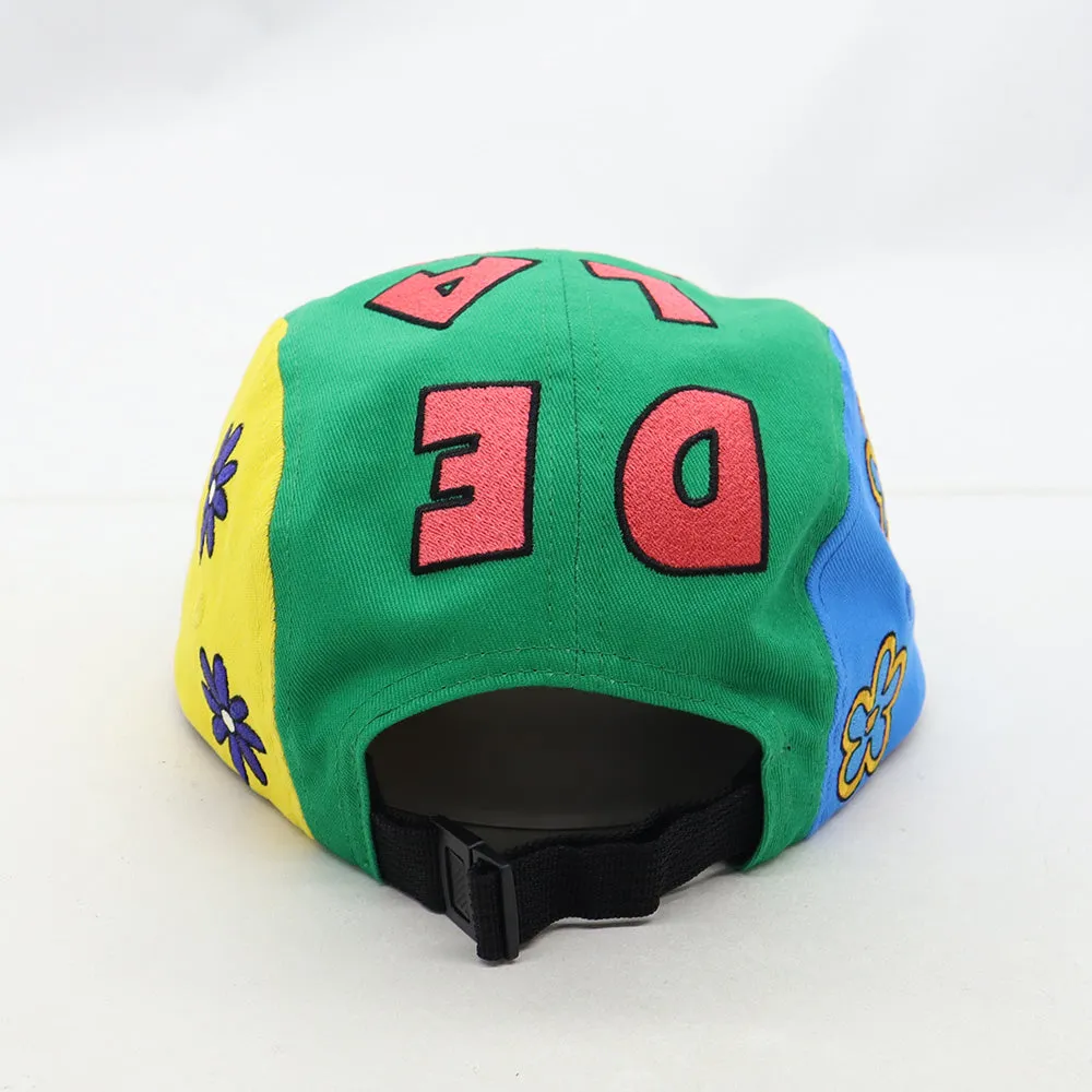 DE LA NY PEACE 5 PANEL CAMPER GREEN BLUE YELLOW HAT