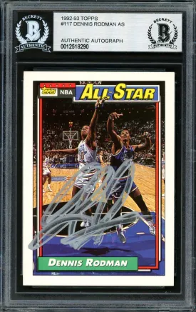 Dennis Rodman Autographed 1992-93 Topps All-Star Card #117 Detroit Pistons Beckett BAS #12518290