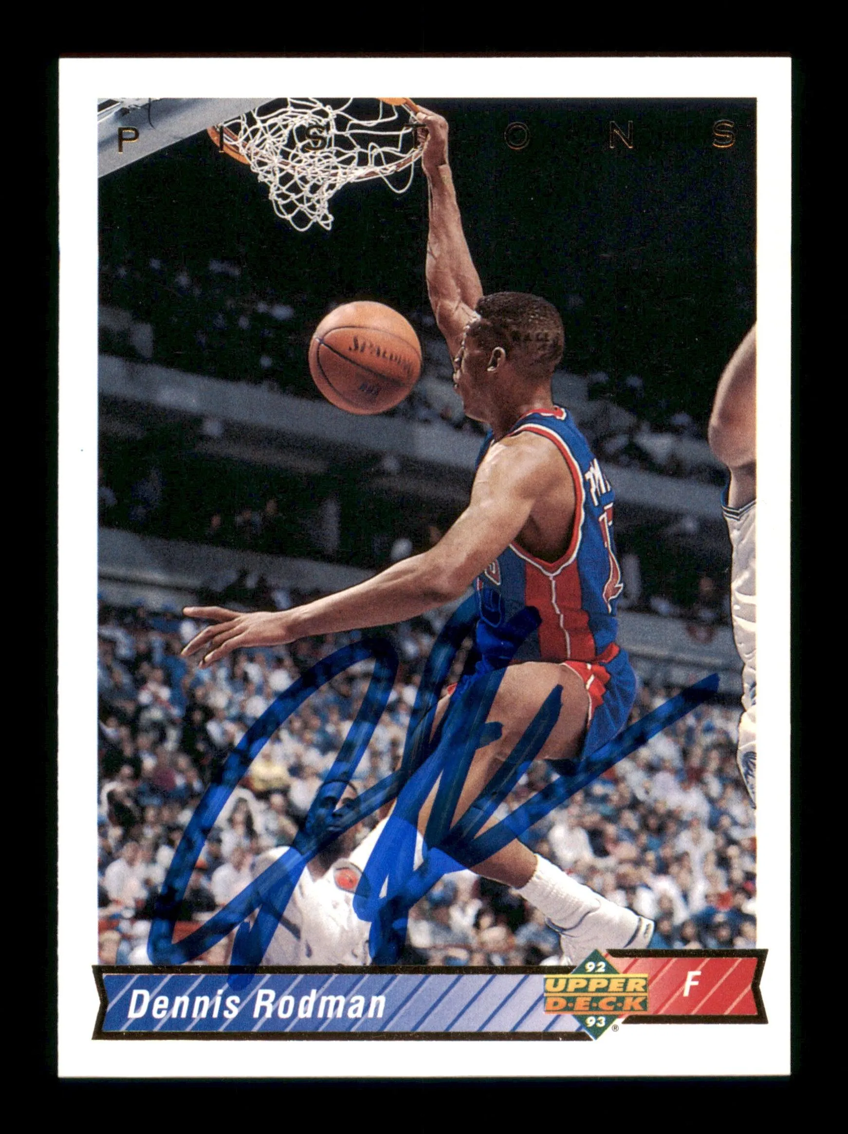 Dennis Rodman Autographed 1992-93 Upper Deck Card #242 Detroit Pistons SKU #190492