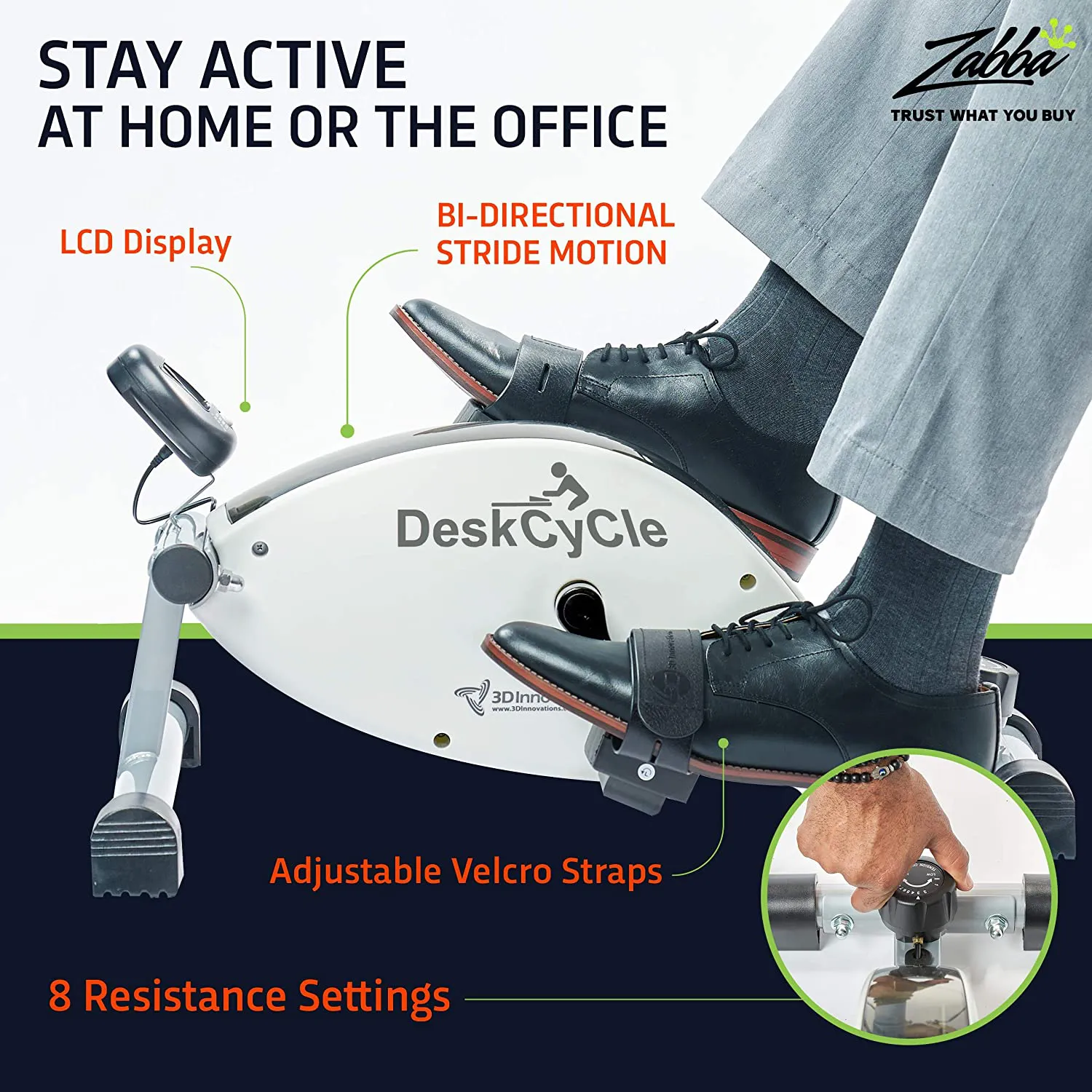 DeskCycle Under Desk Bike Pedal Exerciser – Mini Exercise Peddler – Stationary Cycle for Home & Office