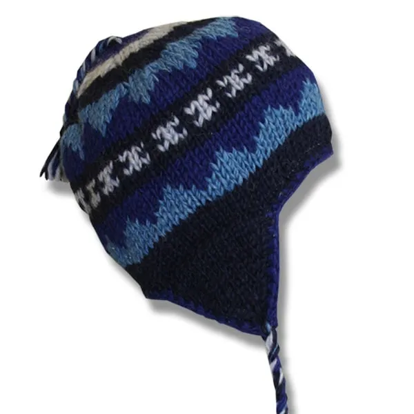 Earflap Hat for Kids. 100% Wool with Fleece Lining. Handmade in Nepal.