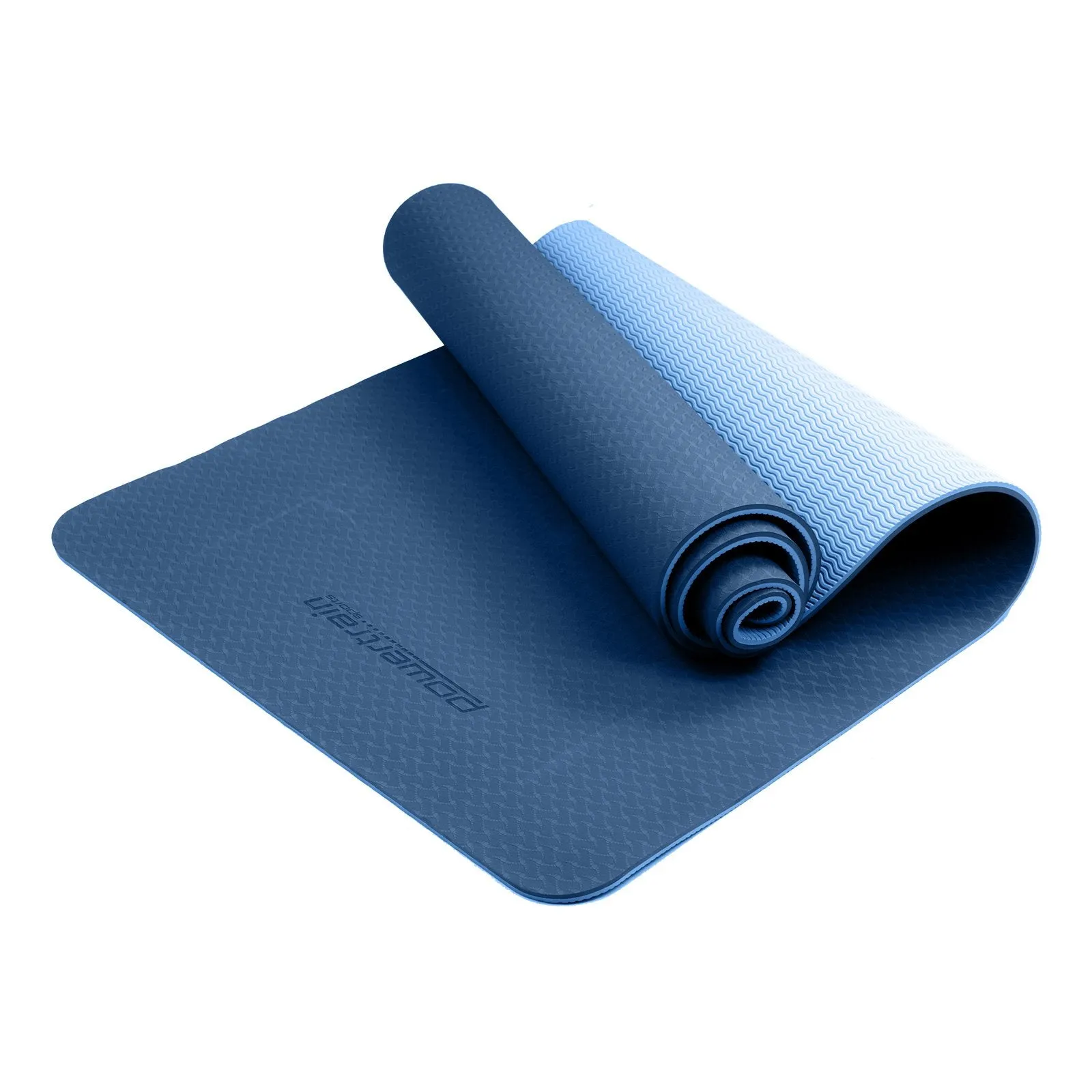 Eco-friendly 8mm TPE Yoga Mat, Non-slip, Dark Blue, Powertrain