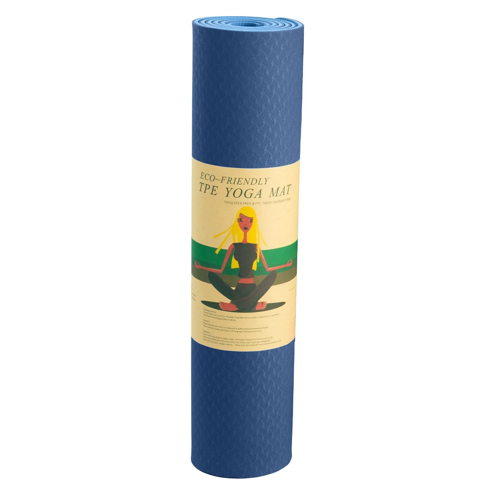 Eco-friendly 8mm TPE Yoga Mat, Non-slip, Dark Blue, Powertrain