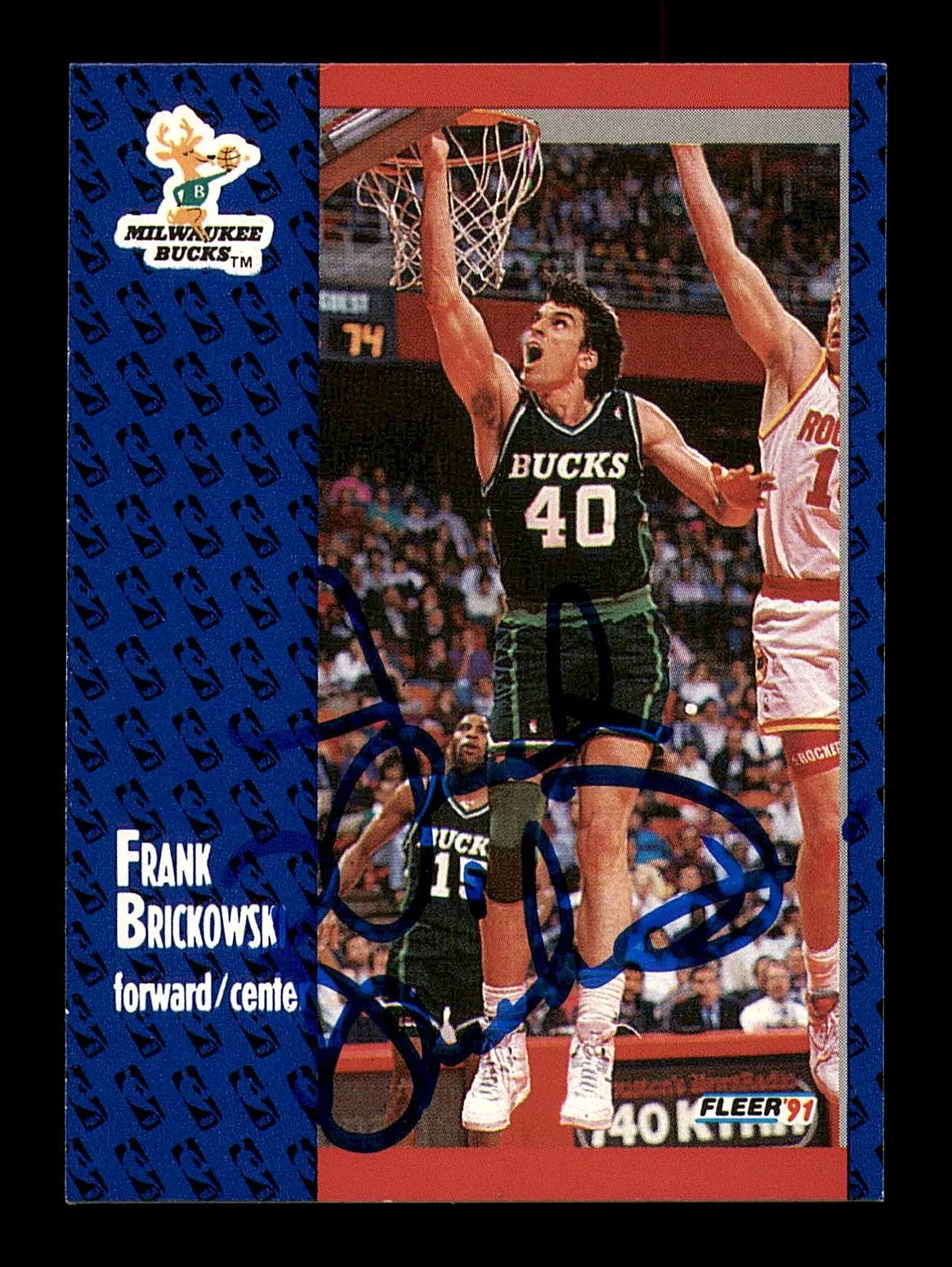 Frank Brickowski Autographed 1991-92 Fleer Card #113 Milwaukee Bucks SKU #183308