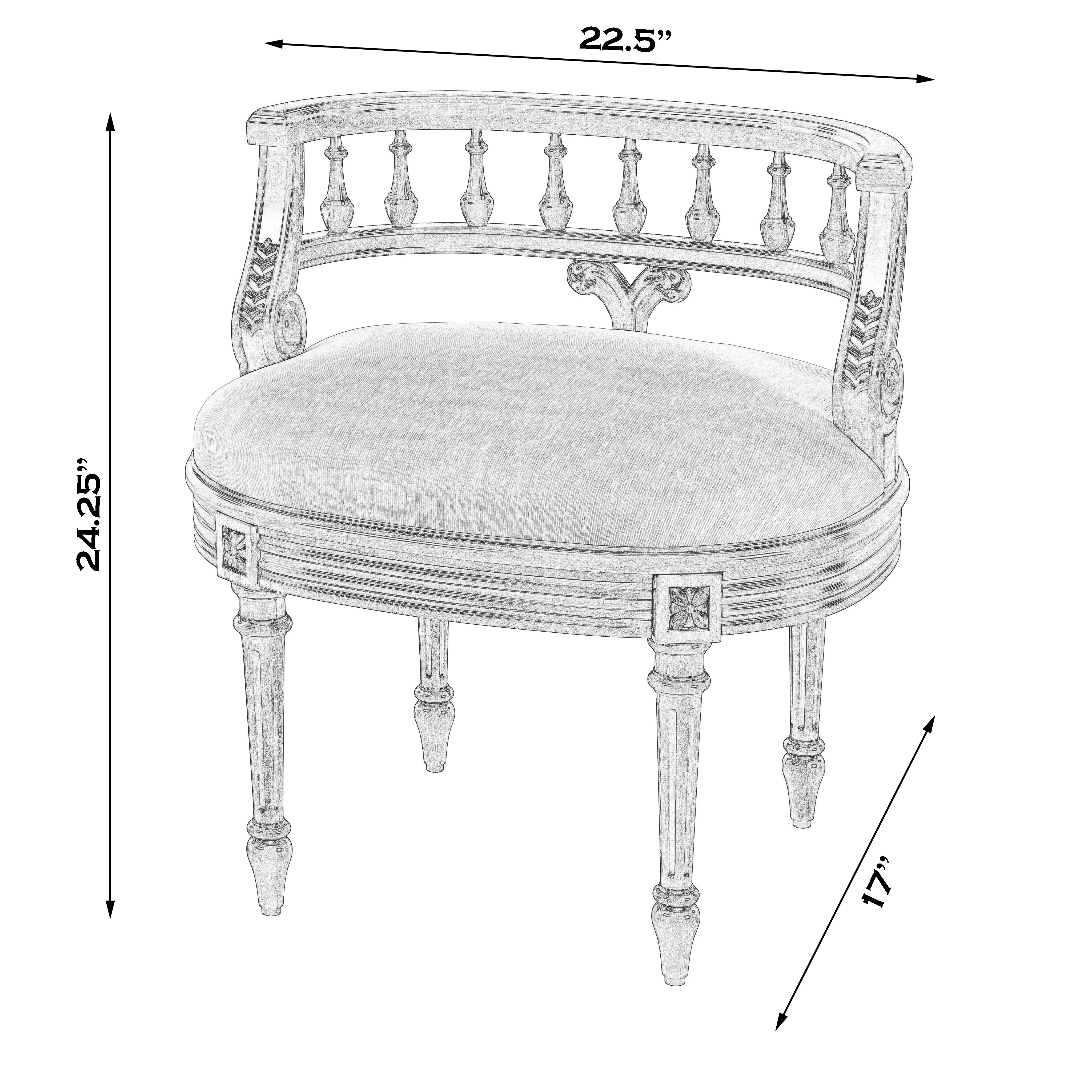 Hathaway Upholstered 22.5"W Vanity Seat in Medium Brown  1218011