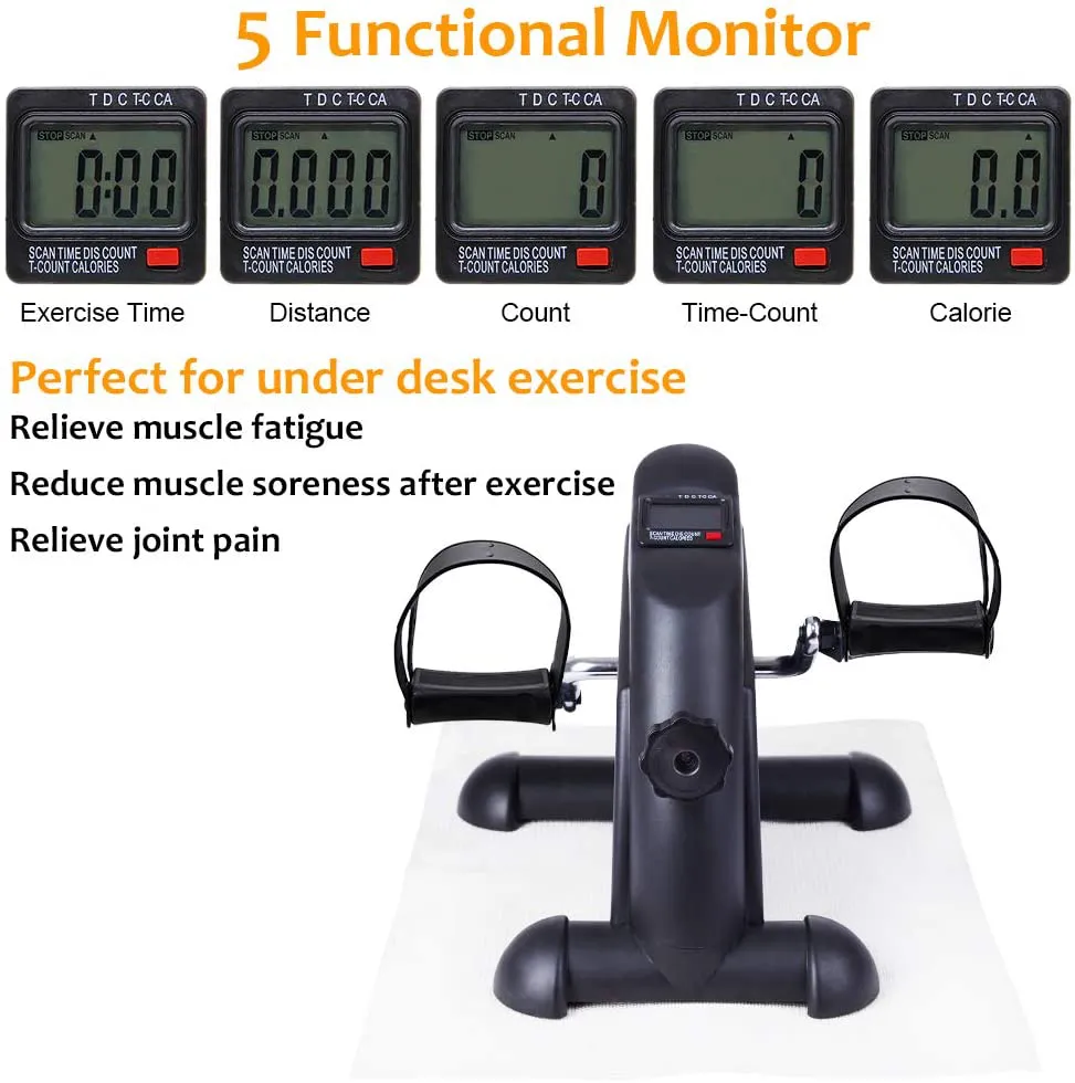 Hausse Portable Exercise Pedal Bike for Legs and Arms, Mini Exercise Peddler with LCD Display, Under Desk Bike, Black