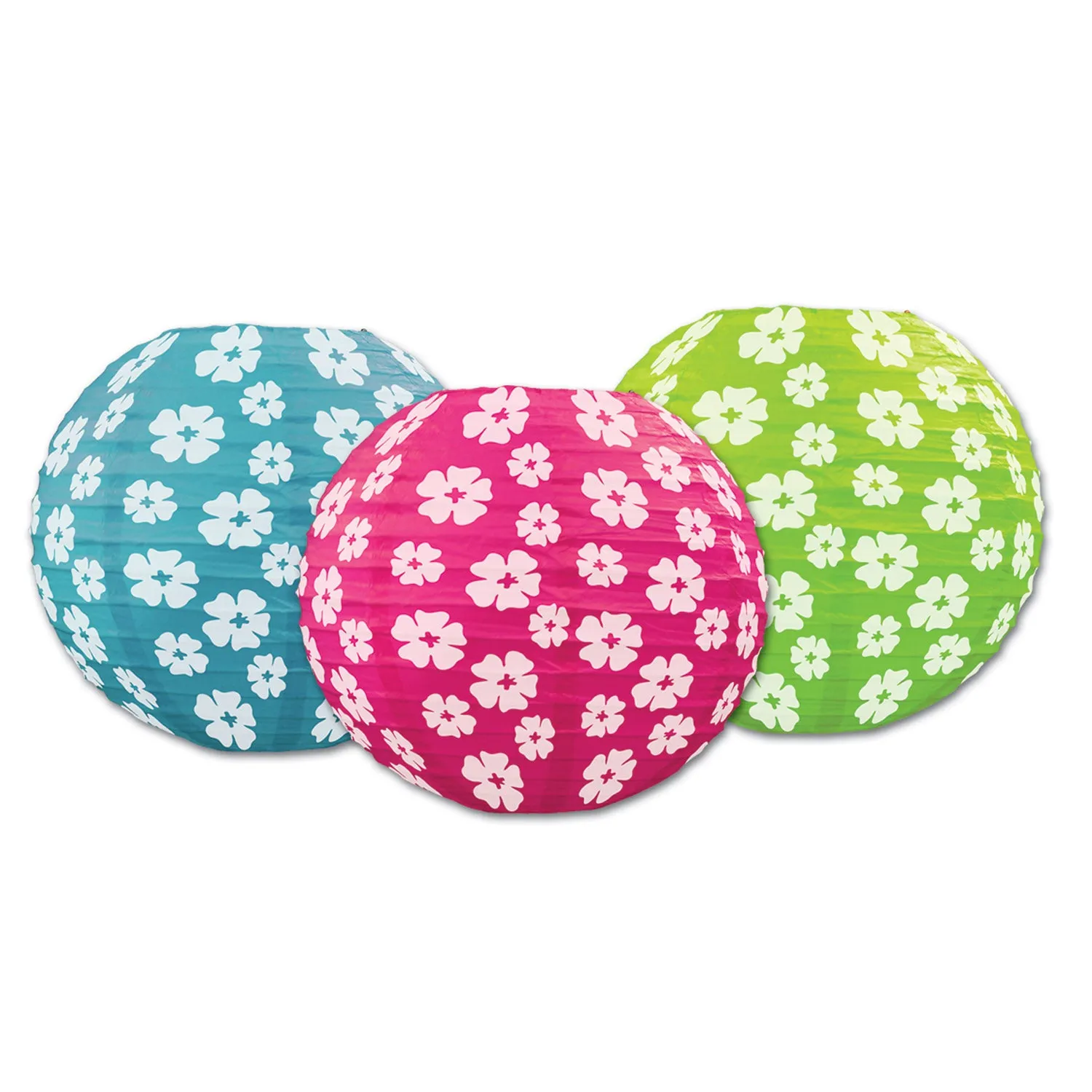 Hibiscus Paper Lanterns 9.5in. 3Pk