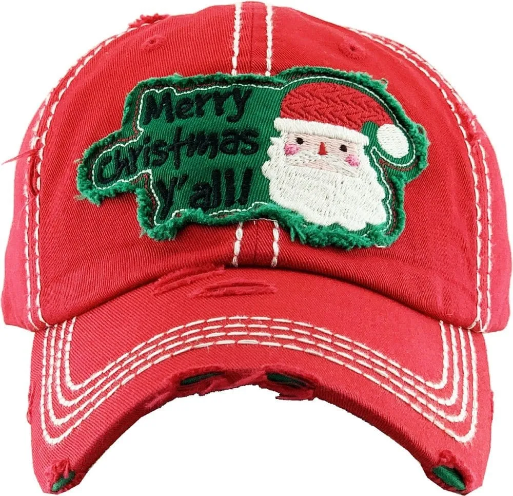 KBV1350 "Merry Christmas Y'all" Vintage Washed Baseball Cap