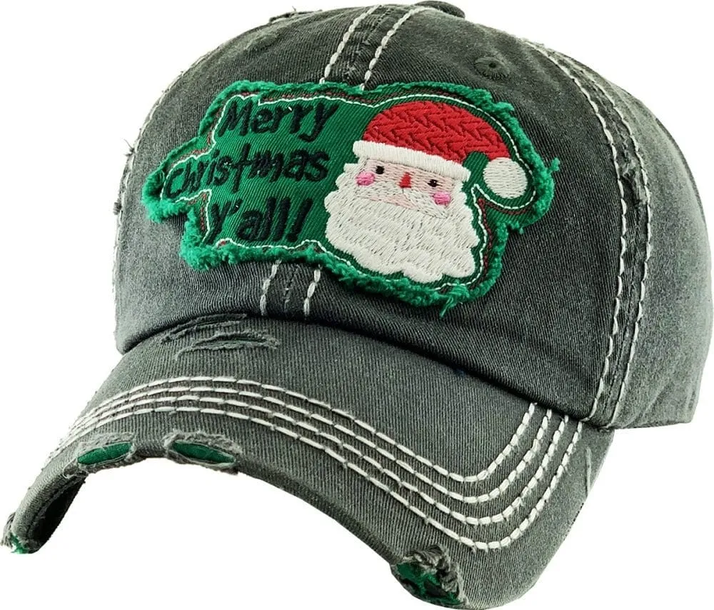 KBV1350 "Merry Christmas Y'all" Vintage Washed Baseball Cap