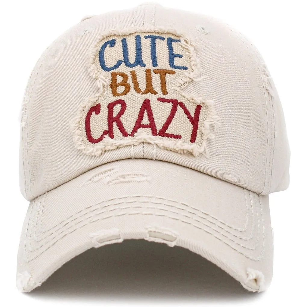 KBV1406 ''CUTE BUT CRAZY" Distressed Cotton Cap