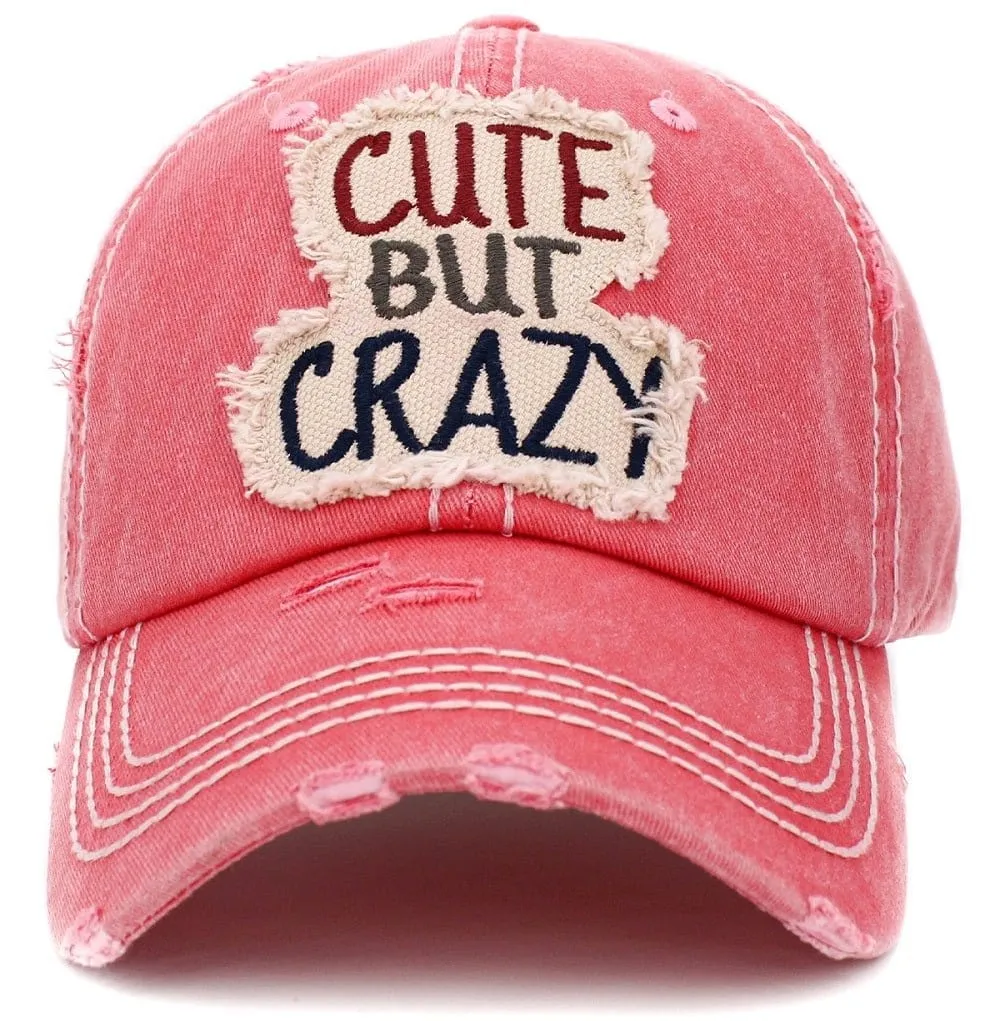 KBV1406 ''CUTE BUT CRAZY" Distressed Cotton Cap