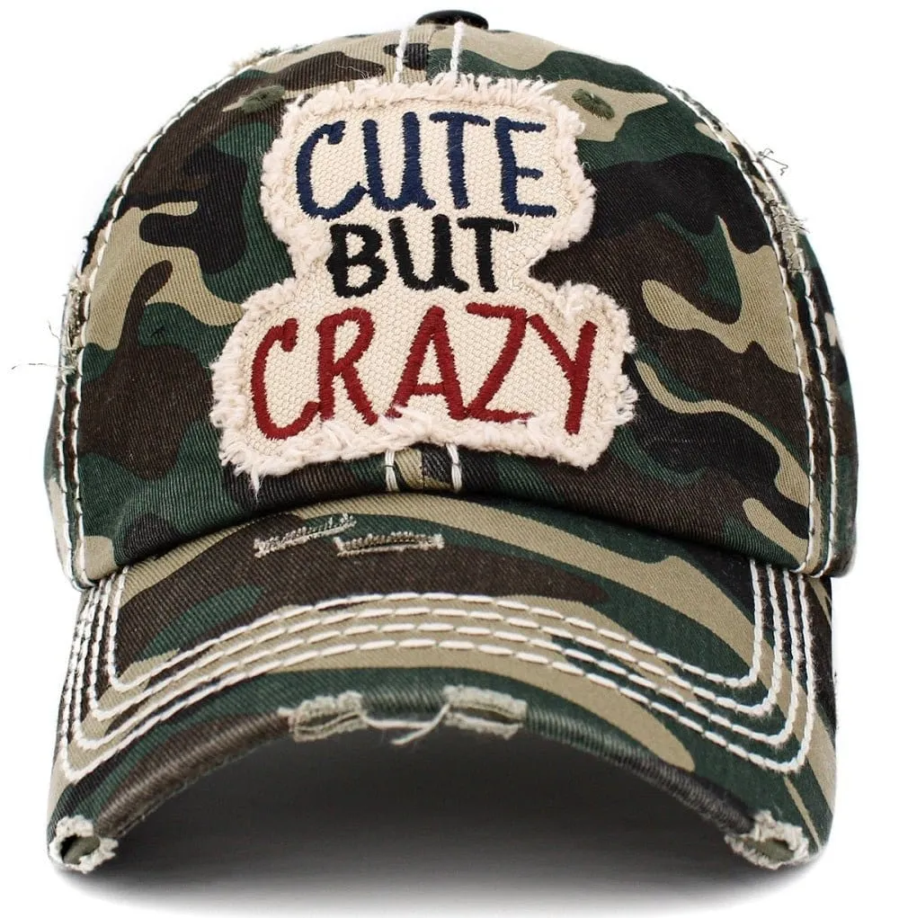 KBV1406 ''CUTE BUT CRAZY" Distressed Cotton Cap