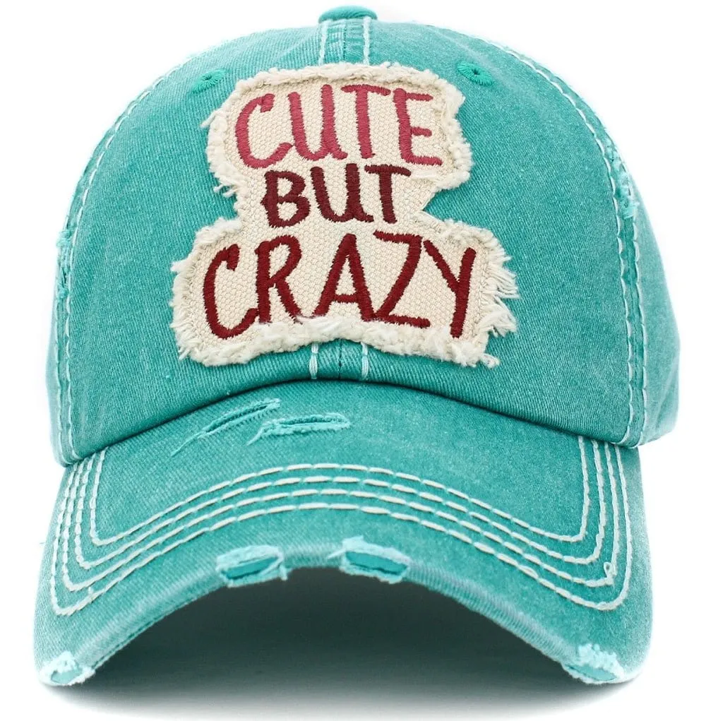 KBV1406 ''CUTE BUT CRAZY" Distressed Cotton Cap