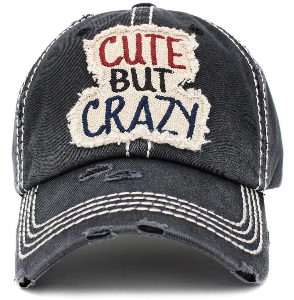 KBV1406 ''CUTE BUT CRAZY" Distressed Cotton Cap