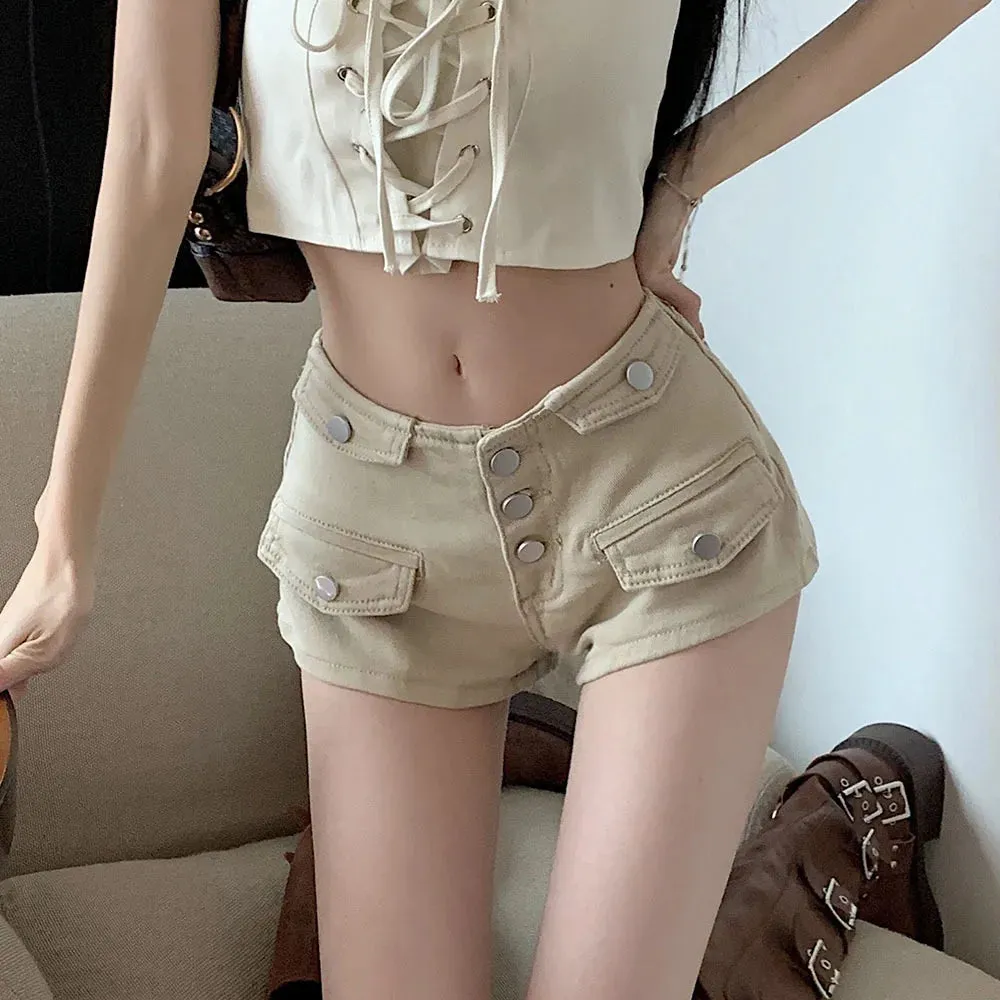 Khaki Denim Shorts for Summer