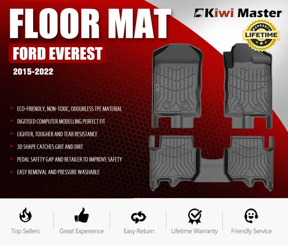 Kiwi Master 3D TPE Car Floor Mats for Ford Everest | 2015 - 2022