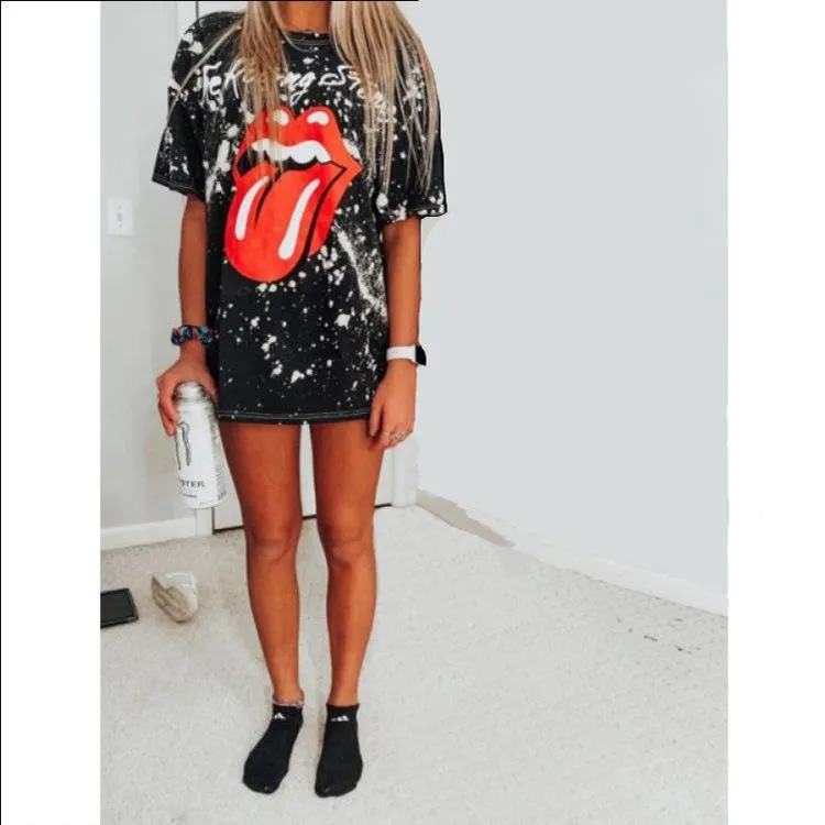 Ladies Tongue Print Loose T-shirt