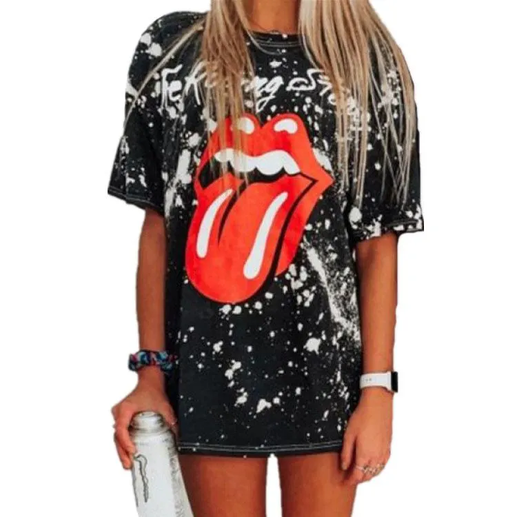 Ladies Tongue Print Loose T-shirt