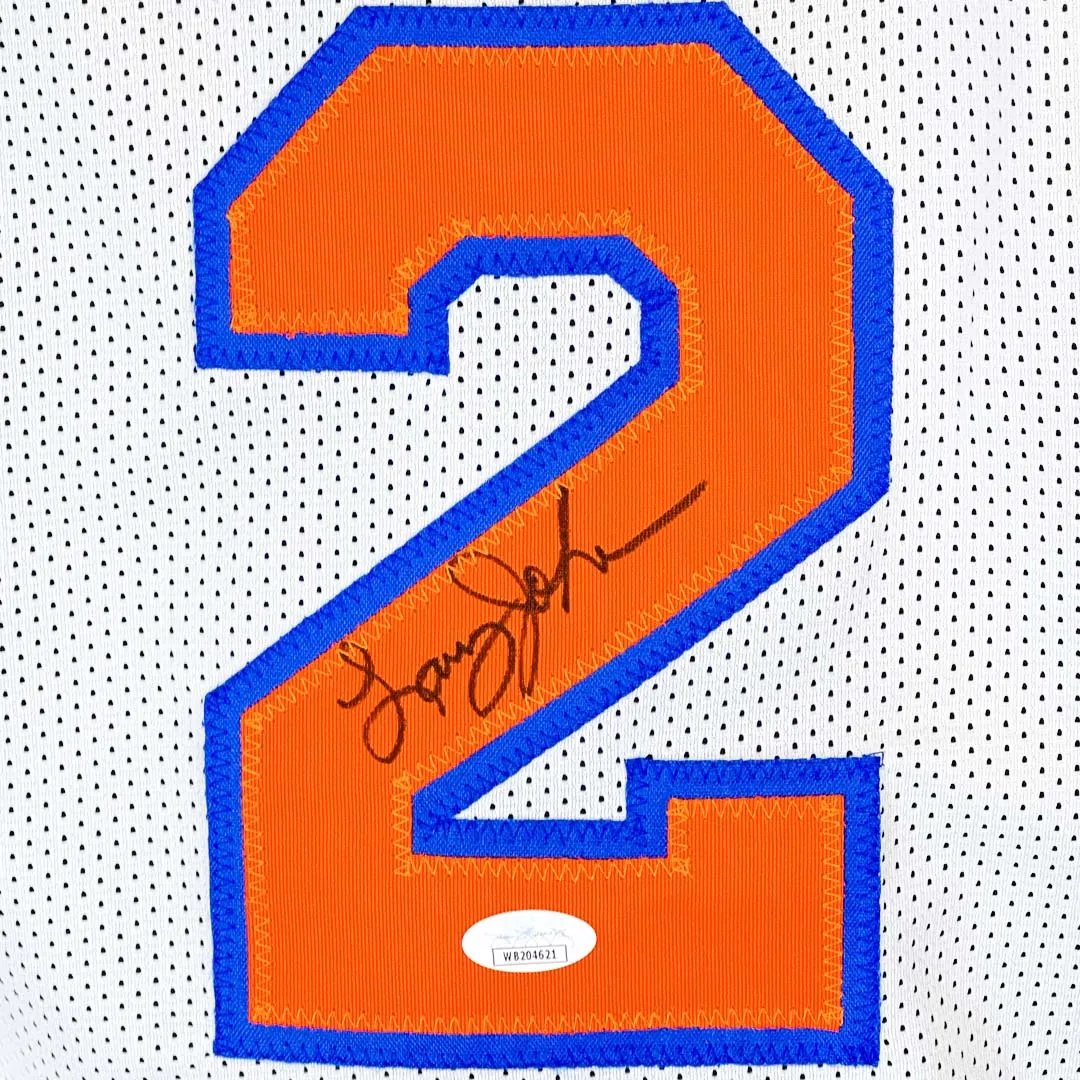 Larry Johnson Signed New York White Basketball Jersey (JSA)