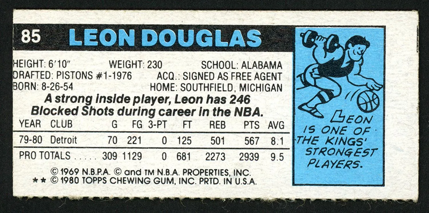 Leon Douglas Autographed 1980-81 Topps Card #85 Kansas City Kings SKU #150266