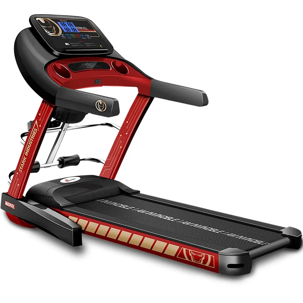 Marvel MT-1M Iron Man Edition 4HP Peak Smart Folding Electric Treadmill With Manual Incline | MP3 | Speaker | Exercise Machine - Red