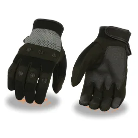 Milwaukee Leather SH76101 Men's Black and Grey Textile Mesh Motorcycle Mechanics Hand Gloves W/ Amara Cloth Bottom